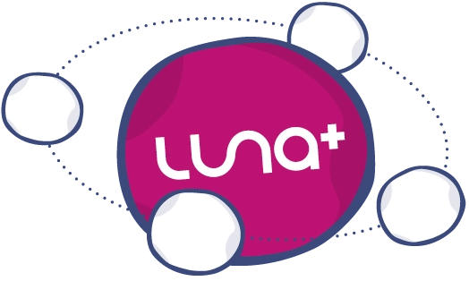 Luna+ Payroll Logo with orbiting planets