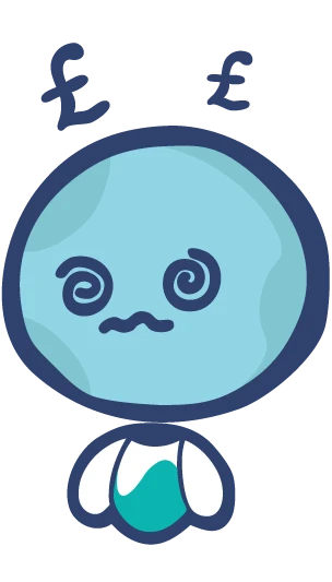 Luna Payroll Character shown with a confused expression and floating GBP symbols to indicate hidden costs